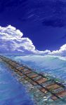  clouds crescent_moon grass highres moon night night_sky no_humans ocean original railroad_tracks scenery sky starry_sky v-any water 