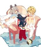  animal_ears barefoot blonde_hair brown_hair capelet chin_grab couch eye_contact gem grey_hair hand_on_chin jeweled_pagoda jewelry kotaro-nosuke looking_at_another mouse_ears mouse_tail multicolored_hair multiple_girls nazrin necklace pants pendant puzzle_piece red_eyes shirt short_hair sitting sitting_on_lap sitting_on_person skirt skirt_set smile tail tongue tongue_out toramaru_shou touhou two-tone_hair yellow_eyes yuri 