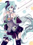  detached_sleeves digital_media_player garter_straps hatsune_miku headset ipod long_hair mistrail necktie open_mouth skirt solo thigh-highs thighhighs twintails very_long_hair vocaloid 