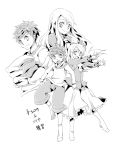  2girls child dual_persona emiya_shirou fate/zero fate_(series) greyscale hoodie illyasviel_von_einzbern monochrome multiple_boys multiple_girls toroakikan young 