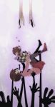  6274 braid brown_hair closed_eyes dual_persona egg eyes_closed falling grabbing hands hatching highres madotsuki multiple_girls open_mouth outstretched_arms pantyhose smile spread_arms surreal turtleneck twin_braids yume_nikki 