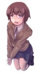  glasses grey_eyes kneeling ore_no_imouto_ga_konna_ni_kawaii_wake_ga_nai pasteljam school_uniform short_hair tamura_manami 
