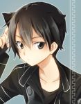  animal_ears black_eyes black_hair cat_ears coat kirito male short_hair sword_art_online tsukasa_kinako 