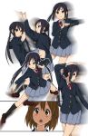  :o black_hair brown_eyes brown_hair fighting_stance haou_airen hirasawa_yui k-on! long_hair meme multiple_girls nakano_azusa parody pose school_uniform short_hair twintails watanore 