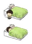  :3 bed blanket brown_hair chibi grey_hair ikari_shinji lying multiple_boys nagisa_kaworu neon_genesis_evangelion pillow sitting sleeping yaoi 