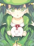  &gt;:o green green_eyes green_hair hat holding kurasuke long_hair looking_at_viewer original solo twintails witch 