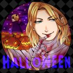  2boys axis_powers_hetalia bandage bandages bat blonde_hair blue_eyes cape france_(hetalia) halloween horns jack-o&#039;-lantern jack-o'-lantern long_hair male multiple_boys mummy pumpkin short_hair smile united_kingdom_(hetalia) wings 