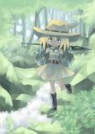 forest hat kouno_hikaru nature open_mouth original outdoors smile solo 