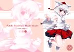  animal_ears armpits bare_shoulders blouse blush boots chipika detached_sleeves hat insignia inubashiri_momiji jumping looking_at_viewer military miniskirt open_mouth red_eyes shirt short_hair skirt sleeveless smile solo tail tokin_hat touhou wallpaper white_hair white_shirt wolf_ears wolf_tail zoom_layer 