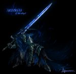  armor artorias_the_abysswalker damaged dark_souls full_armor gauntlets helmet highres huge_weapon knight male plume solo squatting sword weapon 