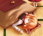  closed_eyes eyes_closed hakurei_reimu kotatsu multiple_girls roco_(katsuya1011) rumia sleeping table tatami touhou 