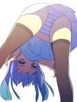  ass black_legwear blue_eyes blue_hair copyright_request from_below hirano_katsuyuki looking_at_viewer panties sketch skirt solo striped striped_panties thigh-highs thighhighs twintails underwear white_background 