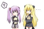  ? blonde_hair cat crossover food highres konjiki_no_yami long_hair primula purple_hair shuffle! taiyaki to_love-ru trait_connection twintails two_side_up wagashi 