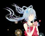  closed_eyes eyes_closed flower hair_ornament hair_rings hair_tubes highres luo_tianyi sui_deng vocaloid 