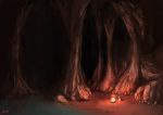  campfire cave dress fire highres original rapt_(47256) scenery sitting solo 