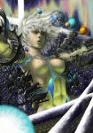  commentary crack giantess hallucination kaburagi_yasutaka lips original outstretched_arms planet space spread_arms star_(sky) white_hair 