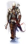  assassin&#039;s_creed_iii assassin's_creed_iii belt coat connor_kenway fingerless_gloves gloves highres hood official_art quiver tomahawk vambraces 