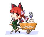  animal_ears bag blue_eyes blush_stickers bow braid candy cart cat_ears cat_tail eating extra_ears hair_bow halloween halo jack-o&#039;-lantern jack-o'-lantern kaenbyou_rin lollipop multiple_girls multiple_tails red_eyes red_hair redhead tail touhou twin_braids twintails urushi white_background white_hair zombie_fairy 