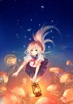  artist_request blonde_hair blue_eyes jellyfish lantern long_hair open_mouth original school_uniform skirt solo underwater 