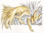  animal_ears fox_ears fur jolteon lyanti pokemon solo tail yellow_eyes 