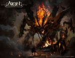 aion armor chains concept_art fire highres official_art scenery spaulders sword wallpaper weapon 