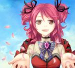  cheria_barnes petals pink_hair ribbon sakura_tsuki_rin smile tales_of_(series) tales_of_graces two_side_up 