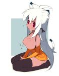  animal_ears blush cat_ears female kokage_kusaka long_hair neko_mimi original red_eyes tail thigh-highs white_hair 