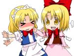  blonde_hair cheek_pinch tagme yellow_eyes 