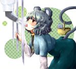  bad_id basket cage grey_hair itsuki_kuro jewelry licking mouse mouse_ears mouse_tail nazrin pendant red_eyes short_hair solo tail tongue touhou water_dispenser 