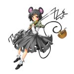 animal_ears autumn_(artist) basket blush grey_hair highres jewelry long_tail mouse mouse_ears mouse_tail nazrin pendant prehensile_tail red_eyes short_hair solo tail touhou transparent_background