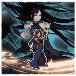  black_hair castlevania castlevania:_order_of_ecclesia cosplay dungeon_and_fighter laughing long_hair lowres mage_(dungeon_and_fighter) parody pixel_art shanoa solo wink 