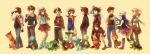  4girls 6+boys artist_request backpack bag bandana baseball_cap bent_over bike_shorts black_hair blonde_hair blue_(pokemon) blue_hair boots bow brown_hair bulbasaur charmander chikorita chimchar cyndaquil diamond_(pokemon) everyone fingerless_gloves fire gloves gold_(pokemon) gold_(pokemon)_(remake) hair_ornament hairclip hands_in_pockets haruka_(pokemon) hat hat_ribbon headband hikari_(pokemon) holding holding_poke_ball kotone_(pokemon) kouki_(pokemon) leaf_(pokemon) lineup long_hair mudkip multiple_boys multiple_girls ookido_green ookido_green_(hgss) overalls pearl_(pokemon) piplup poke_ball pokemon pokemon_(creature) pokemon_(game) pokemon_dppt pokemon_gsc pokemon_rgby pokemon_rse red_(pokemon) red_(pokemon)_(classic) red_hair red_ribbon ribbon scarf short_hair silver_(pokemon) silver_(pokemon)_(remake) skirt smile spiked_hair squirtle striped thighhighs torchic totodile treecko turtwig twintails vest vs_seeker watch white_hair wristwatch yuuki_(pokemon) yuuki_(pokemon)_(classic) 