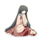 black_hair hota houraisan_kaguya long_hair long_skirt sitting skirt solo touhou very_long_hair