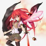  jewelry long_hair necklace red_eyes red_hair redhead shakugan_no_shana shana sword thigh-highs thighhighs wafoo weapon wings 