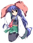  blue_hair dekarunanshi_mohoro_byoudouin_gachiko_(takesinobu) highres long_hair long_sleeves original pantyhose school_uniform solo takesinobu 