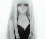  green_eyes kitajima_shizuka long_hair pale_skin silver_hair simple_background solo vocaloid 