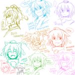  angry animal_ears blush chibi closed_eyes expressions face fang happy hat inubashiri_momiji korean no_nose open_mouth profile rex_k short_hair sketch surprise surprised sweatdrop sword tokin_hat touhou translated translation_request weapon wolf_ears 