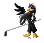  cosplay daffy_duck final_fantasy final_fantasy_vii golf_club long_hair looney_tunes one-winged parody sephiroth sephiroth_(cosplay) silver_hair weapon wings 