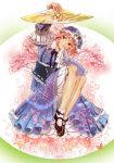  butterfly fan hat japanese_clothes kaisen legs petals pink_hair saigyouji_yuyuko short_hair solo touhou 
