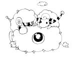  clouds crossover kirby_(series) kracko mareep monochrome no_humans pokemon pokemon_(creature) rockman rockman_(original) rockman_10 sheep sheepman yukiwari 