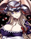  breasts hal_(haruna) hat huge_breasts purple_eyes ribbon solo touhou umbrella violet_eyes yakumo_yukari 