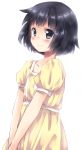  black_hair blush bob_cut dress hands_together maru_eda maruki_(punchiki) migi_no_ko original short_hair simple_background white_background 