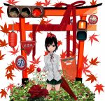  flower lantern leaf original postbox ribbon rose ryoun short_hair sign torii traffic_light umbrella 