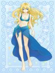  bare_legs barefoot bikini blonde_hair blue_eyes end_breaker! long_hair sarong short_twintails solo swimsuit twintails 