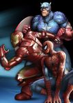  angry armor boots captain_america gloves ikegami_noroshi iron_man marvel multiple_boys muscle noroshi_ikegami peter_parker shield spider-man spider-man_(series) tony_stark 