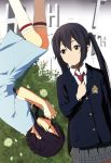  alternate_hairstyle black_hair braid brown_eyes dress dual_persona k-on! k-on!_movie long_hair multiple_girls nakano_azusa no_thank_you! school_uniform singing! sleeping twintails zasshu_tamashii 