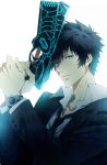  black_hair dominator_(gun) formal gun handgun kazu_sanbon kougami_shin&#039;ya kougami_shin'ya necktie psycho-pass short_hair solo suit weapon 