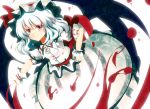  bat_wings blue_hair dress hat hat_ribbon looking_at_viewer red_eyes remilia_scarlet ribbon short_hair smile solo touhou wings 