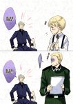  2boys adult age_progression axis_powers_hetalia blonde_hair blue_eyes child chinese closed_eyes eyes_closed germany_(hetalia) male military military_uniform multiple_boys open_mouth prussia_(hetalia) silver_hair smile suspenders translated uniform young 