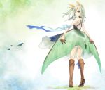  antennae arm_ribbon blue_eyes boots copyright_request forehead_jewel insect_girl kyl looking_back personification wind 
